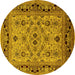 Round Oriental Yellow Industrial Rug, urb3132yw