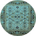 Round Oriental Light Blue Industrial Rug, urb3132lblu