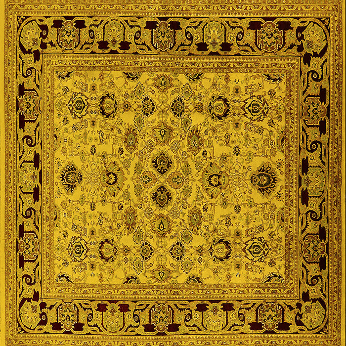 Square Machine Washable Oriental Yellow Industrial Rug, wshurb3132yw