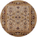 Round Mid-Century Modern Brown Sand Brown Oriental Rug, urb3132