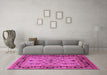 Machine Washable Oriental Pink Industrial Rug in a Living Room, wshurb3132pnk