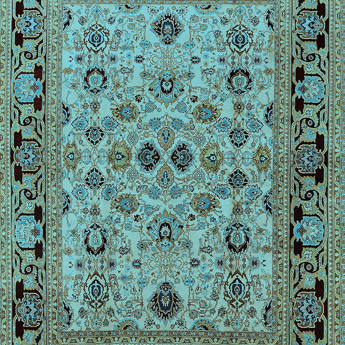 Machine Washable Oriental Light Blue Industrial Rug, wshurb3132lblu