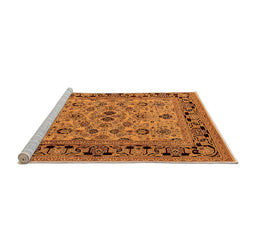 Sideview of Machine Washable Oriental Orange Industrial Area Rugs, wshurb3132org