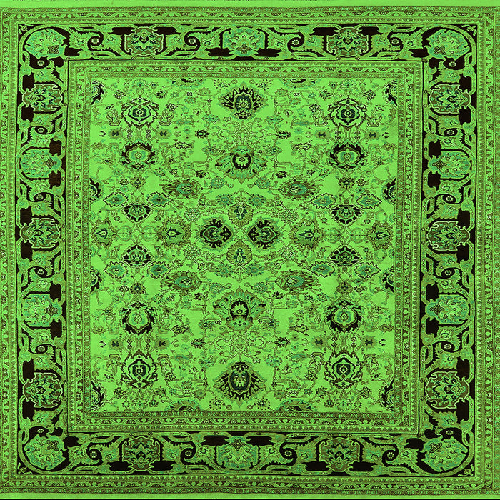 Square Machine Washable Oriental Green Industrial Area Rugs, wshurb3132grn