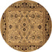 Round Oriental Brown Industrial Rug, urb3132brn