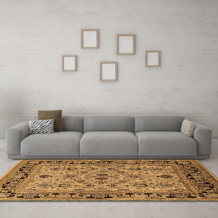 Machine Washable Oriental Brown Industrial Rug in a Living Room,, wshurb3132brn