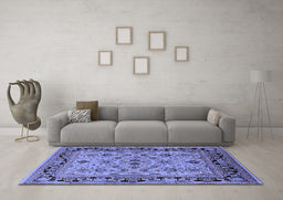 Machine Washable Oriental Blue Industrial Rug in a Living Room, wshurb3132blu