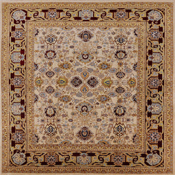 Square Mid-Century Modern Brown Sand Brown Oriental Rug, urb3132
