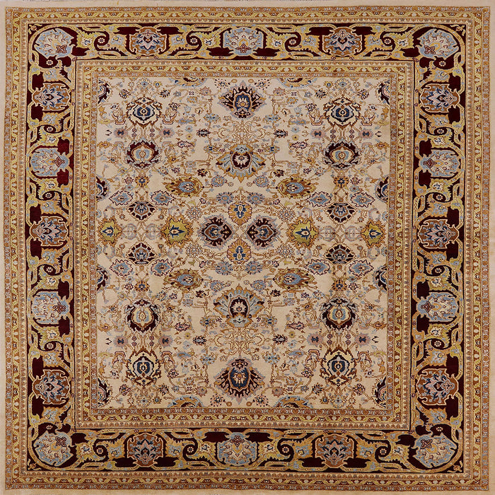 Square Mid-Century Modern Brown Sand Brown Oriental Rug, urb3132