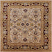 Square Mid-Century Modern Brown Sand Brown Oriental Rug, urb3132