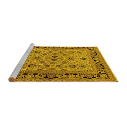 Sideview of Machine Washable Oriental Yellow Industrial Rug, wshurb3132yw