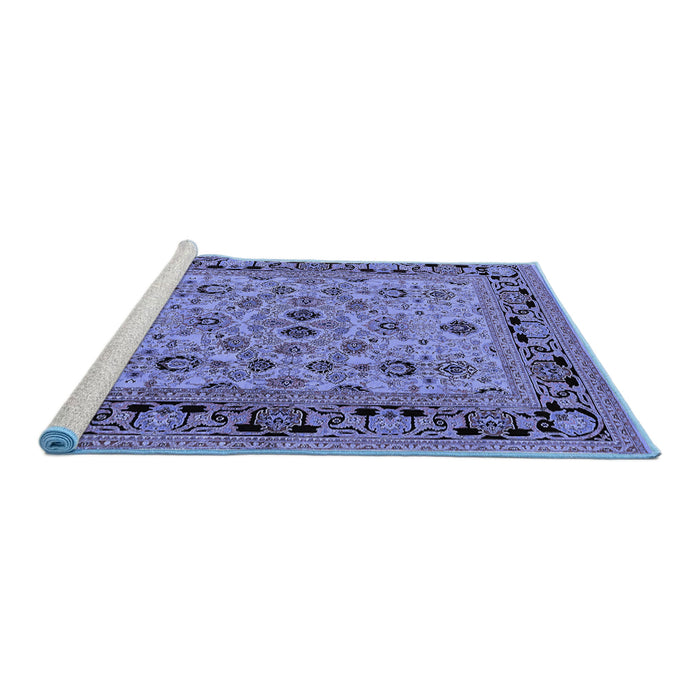 Sideview of Machine Washable Oriental Blue Industrial Rug, wshurb3132blu