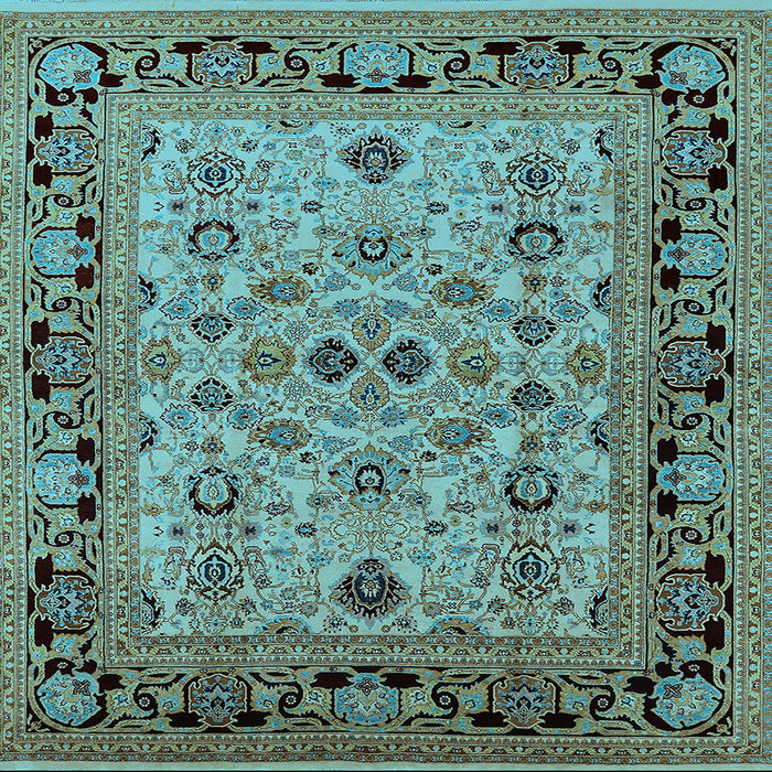 Square Machine Washable Oriental Light Blue Industrial Rug, wshurb3132lblu