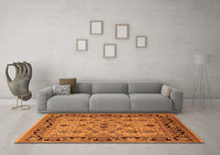 Machine Washable Oriental Orange Industrial Rug, wshurb3132org