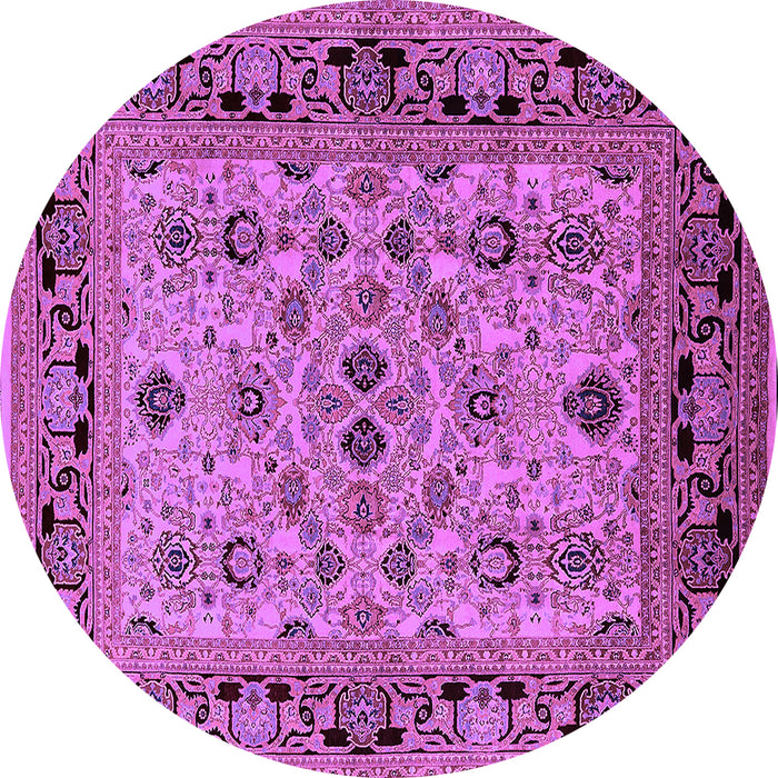 Round Machine Washable Oriental Purple Industrial Area Rugs, wshurb3132pur
