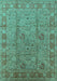 Machine Washable Oriental Turquoise Industrial Area Rugs, wshurb3133turq