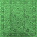 Square Machine Washable Oriental Emerald Green Industrial Area Rugs, wshurb3133emgrn