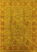 Machine Washable Oriental Yellow Industrial Rug, wshurb3133yw