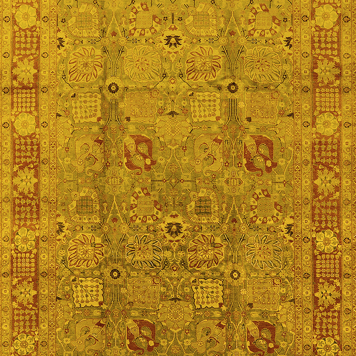 Machine Washable Oriental Yellow Industrial Rug, wshurb3133yw