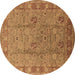 Round Oriental Brown Industrial Rug, urb3133brn