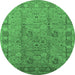 Round Oriental Emerald Green Industrial Rug, urb3133emgrn