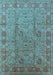 Machine Washable Oriental Light Blue Industrial Rug, wshurb3133lblu