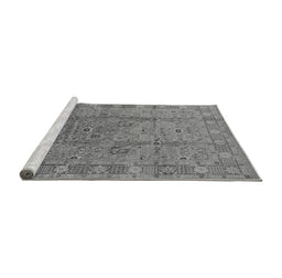 Sideview of Machine Washable Oriental Gray Industrial Rug, wshurb3133gry