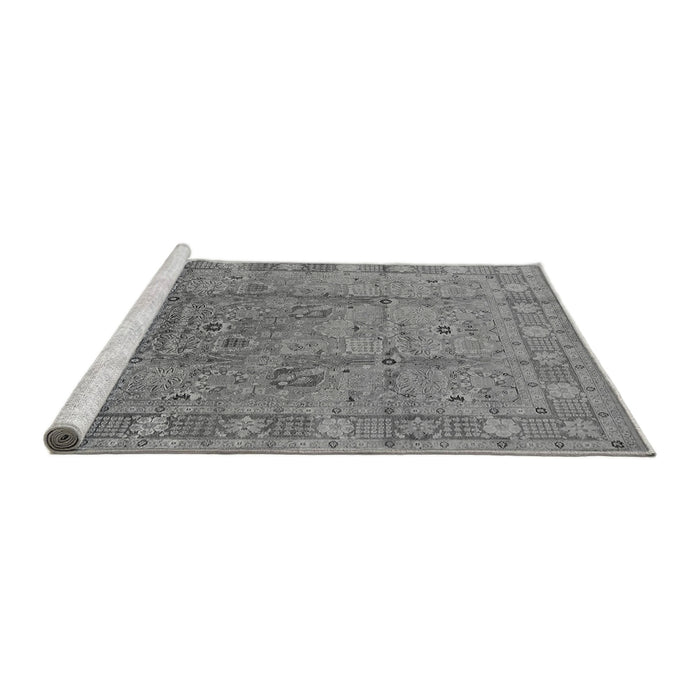 Sideview of Machine Washable Oriental Gray Industrial Rug, wshurb3133gry