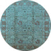 Round Oriental Light Blue Industrial Rug, urb3133lblu