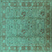 Square Oriental Turquoise Industrial Rug, urb3133turq