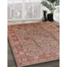 Mid-Century Modern Chestnut Red Oriental Rug in Family Room, urb3133