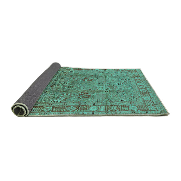 Sideview of Oriental Turquoise Industrial Rug, urb3133turq