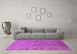 Machine Washable Oriental Purple Industrial Area Rugs in a Living Room, wshurb3133pur