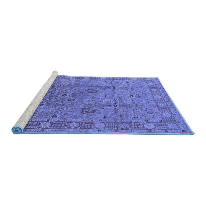 Sideview of Machine Washable Oriental Blue Industrial Rug, wshurb3133blu