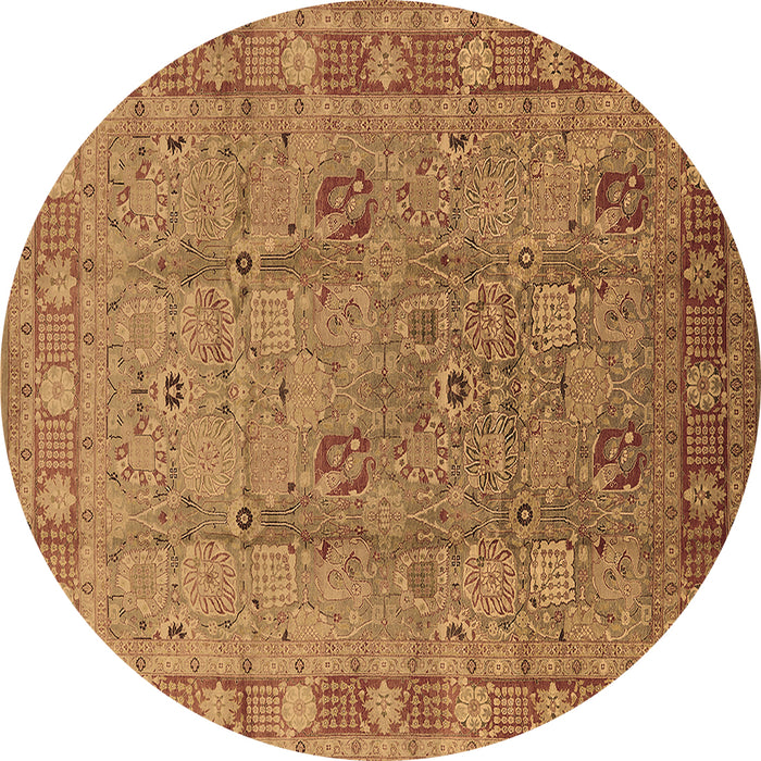 Round Machine Washable Oriental Brown Industrial Rug, wshurb3133brn