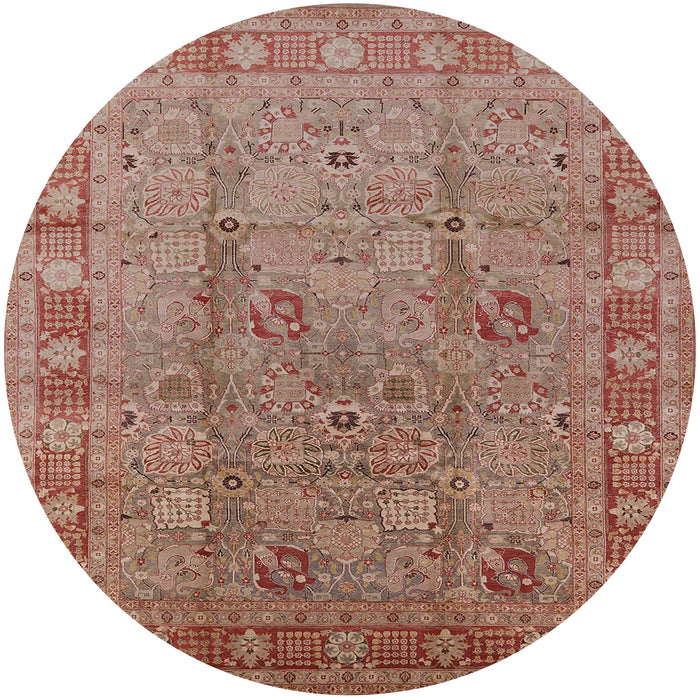 Round Machine Washable Industrial Modern Chestnut Red Rug, wshurb3133
