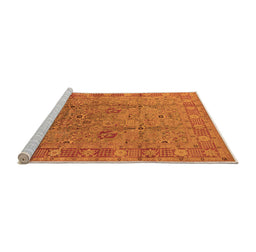 Sideview of Machine Washable Oriental Orange Industrial Area Rugs, wshurb3133org