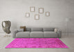 Machine Washable Oriental Pink Industrial Rug in a Living Room, wshurb3133pnk