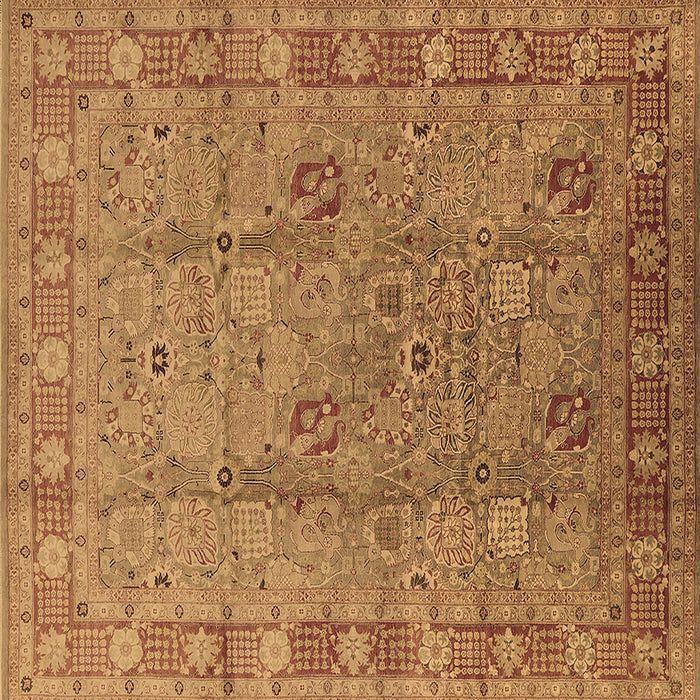 Square Machine Washable Oriental Brown Industrial Rug, wshurb3133brn