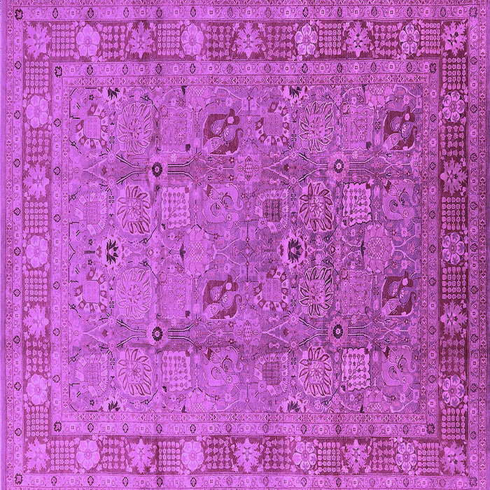 Square Machine Washable Oriental Purple Industrial Area Rugs, wshurb3133pur