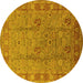 Round Oriental Yellow Industrial Rug, urb3133yw