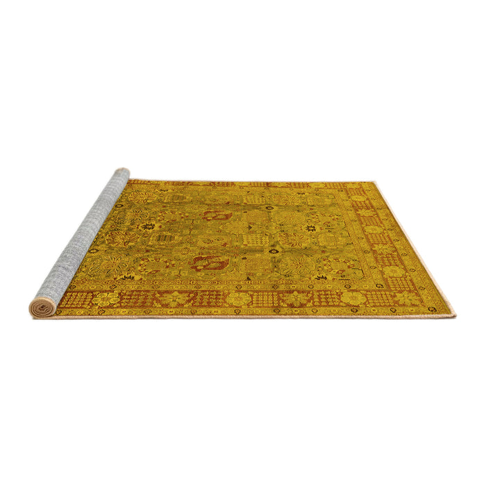 Sideview of Machine Washable Oriental Yellow Industrial Rug, wshurb3133yw