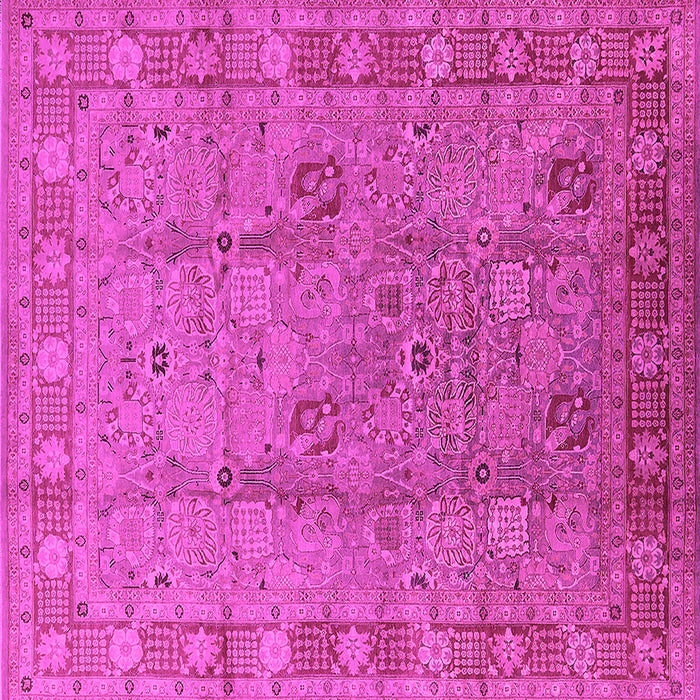 Square Machine Washable Oriental Pink Industrial Rug, wshurb3133pnk