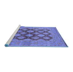 Sideview of Machine Washable Oriental Blue Industrial Rug, wshurb3134blu