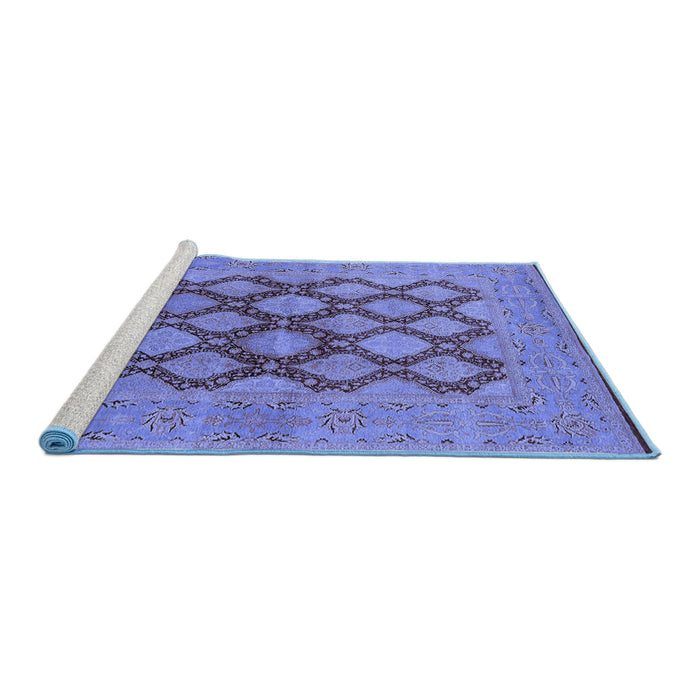 Sideview of Machine Washable Oriental Blue Industrial Rug, wshurb3134blu