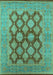 Machine Washable Oriental Turquoise Industrial Area Rugs, wshurb3134turq