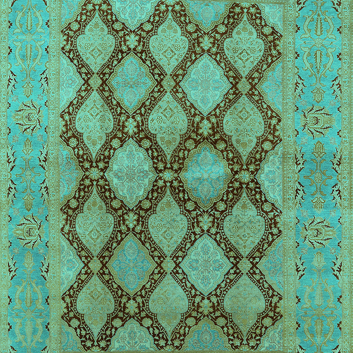 Machine Washable Oriental Turquoise Industrial Area Rugs, wshurb3134turq