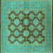 Square Oriental Turquoise Industrial Rug, urb3134turq