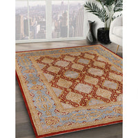 Mid-Century Modern Camel Brown Oriental Rug, urb3134