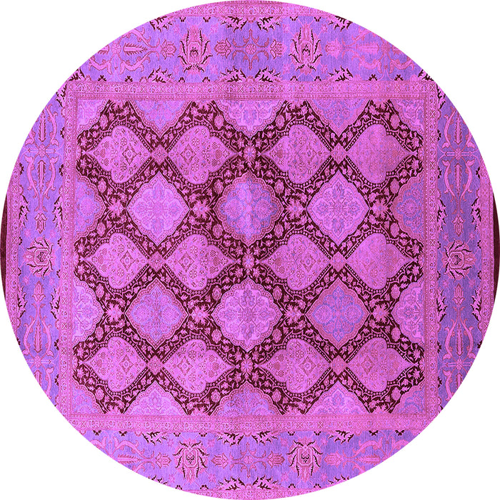 Round Machine Washable Oriental Purple Industrial Area Rugs, wshurb3134pur